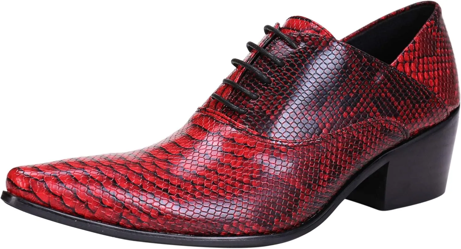 Santimon Mens Western Boots Leather,Lace Up Dress Oxford Shoes,Designer Boots for Men