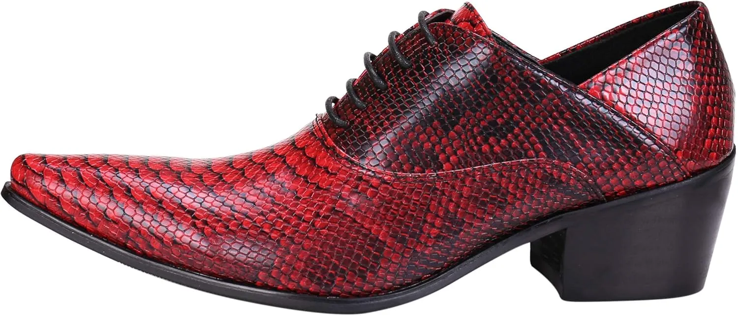 Santimon Mens Western Boots Leather,Lace Up Dress Oxford Shoes,Designer Boots for Men