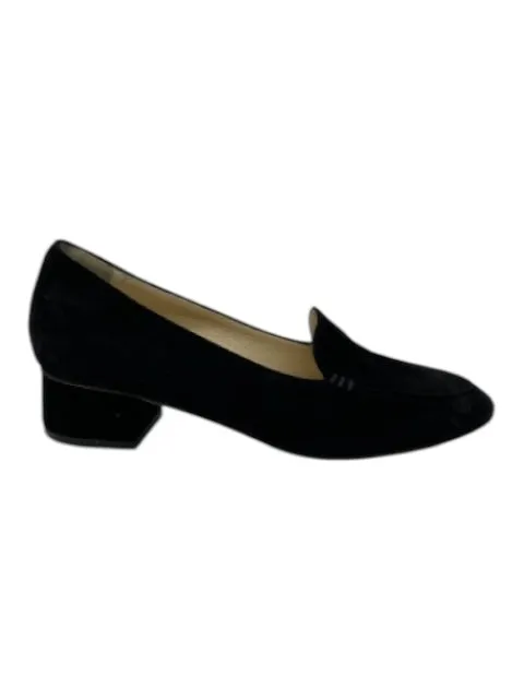 Sarah Flint Shoe Size 35 Black Suede Almond Toe Block Heel Loafers