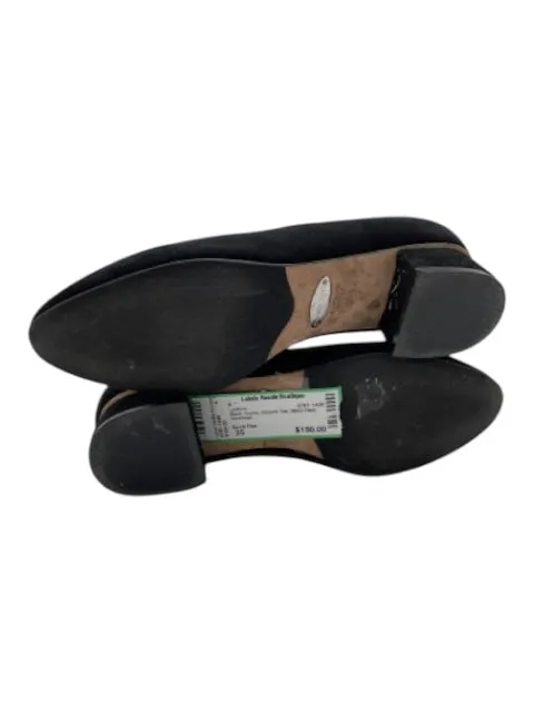 Sarah Flint Shoe Size 35 Black Suede Almond Toe Block Heel Loafers