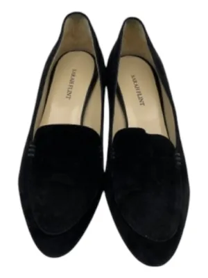 Sarah Flint Shoe Size 35 Black Suede Almond Toe Block Heel Loafers