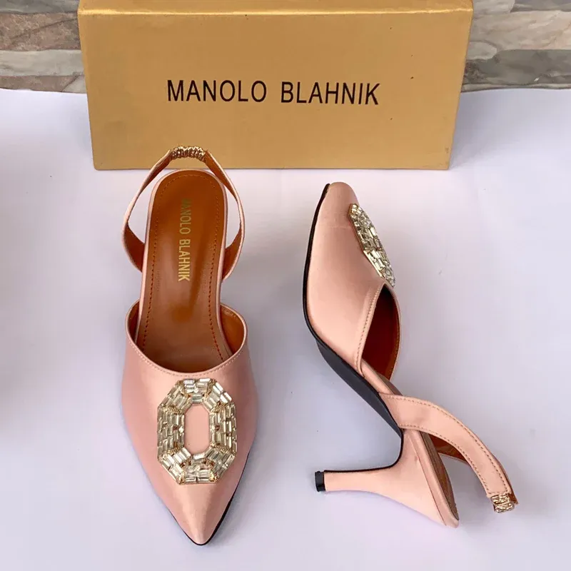 Satin Slingback Rhinestone Pumps Heels Sandals #10113 #22