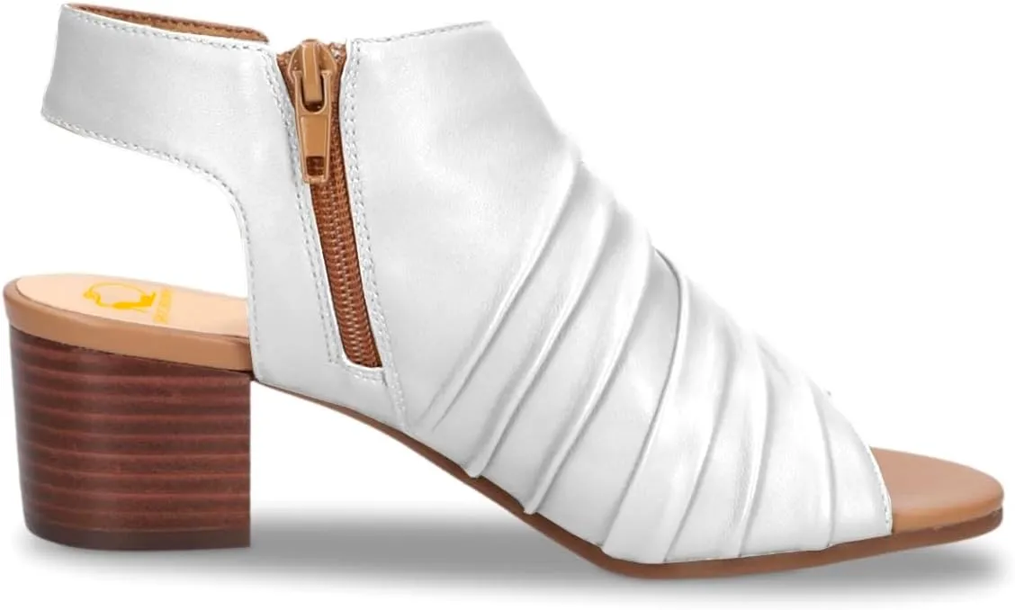 SHODENSE Women Heeled Sandals Peep Square Toe Suede Chunky Block Heel Sandal Booties Cut-out Ankle Strap Dress Shoes Wrinkle Open Toe Slingback Pumps Backless Buckle Two-Toned Summer Fashion 4-11 M US