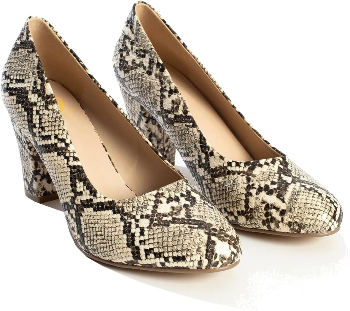 SHODENSE Women Vintage Chunky Kitten Heel Pumps Shoes Round Closed Toe Slip On Dress Sandals High Block Heels Formal Work Shoes Ladies Snakeksin Crocodile Suede Evening Party Shoe Retro 4-11 M US