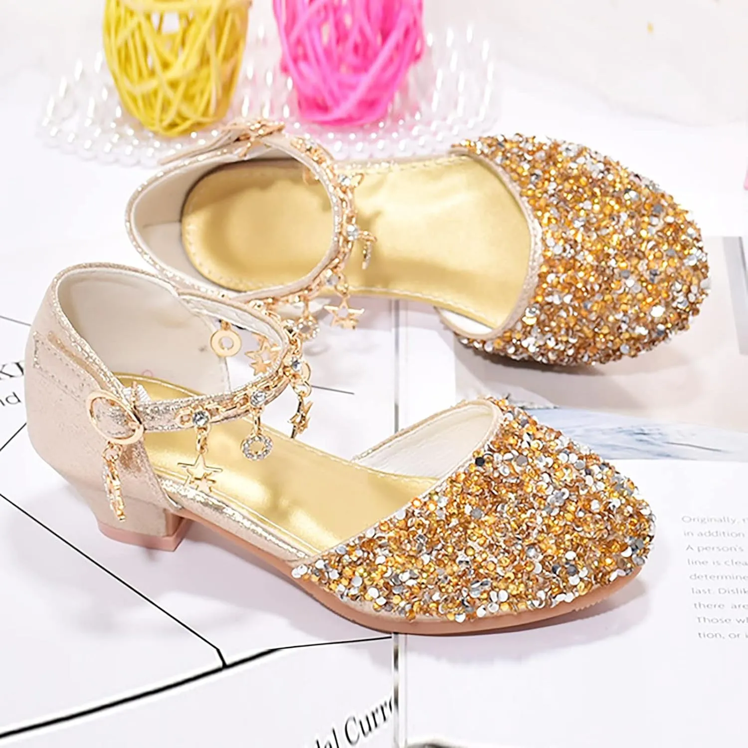 Shoes Baby Girls Low Heel Dress Shoes Sparkle Mary Jane Flower Girls Wedding Birthday Party Prom Sandals Toddler