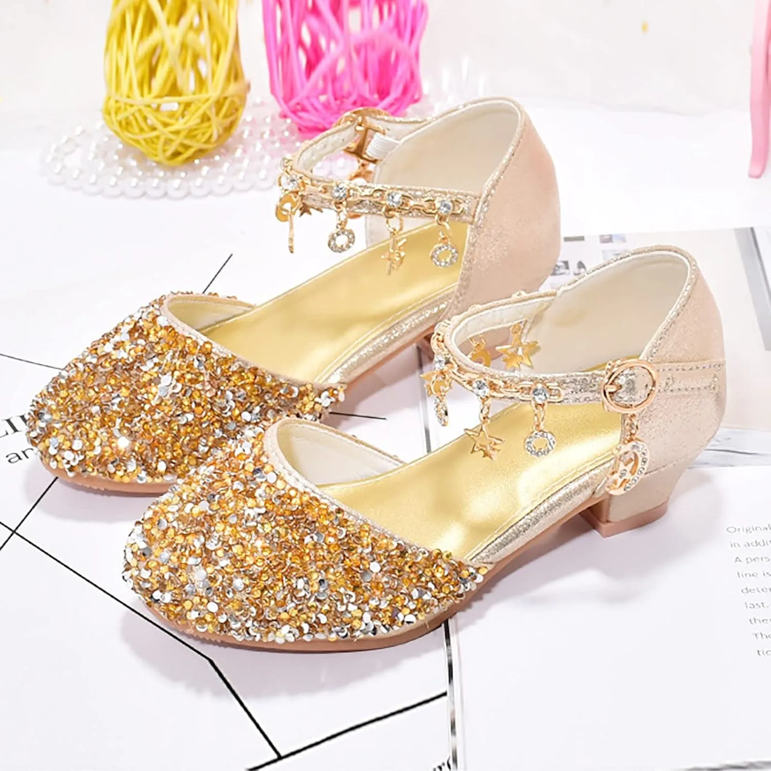 Shoes Baby Girls Low Heel Dress Shoes Sparkle Mary Jane Flower Girls Wedding Birthday Party Prom Sandals Toddler