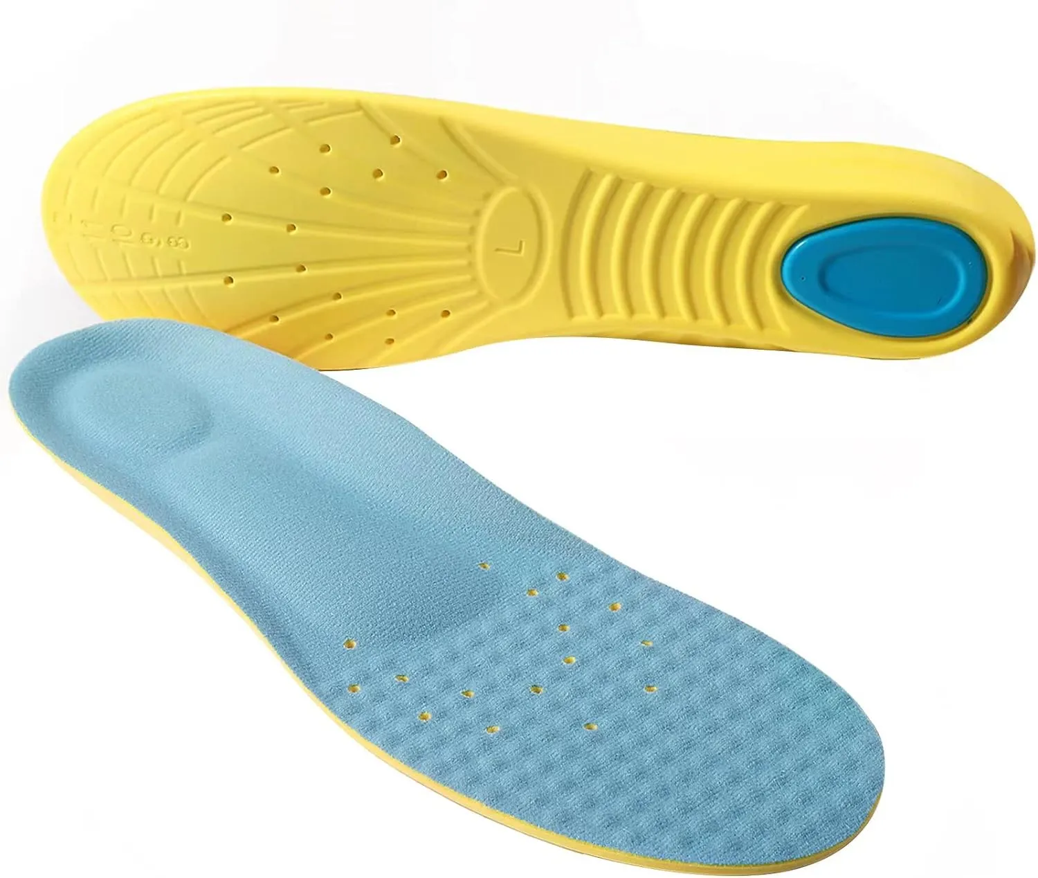 Shoes Inserts Memory Foam Insoles Shock Absorption Pain Relief Plantar Fasciitis Arch Supports Breathable PU Sports Feet Insoles for Men Women and Kids,1 Pair (L（Men's 8-12/ Women 10-15）)