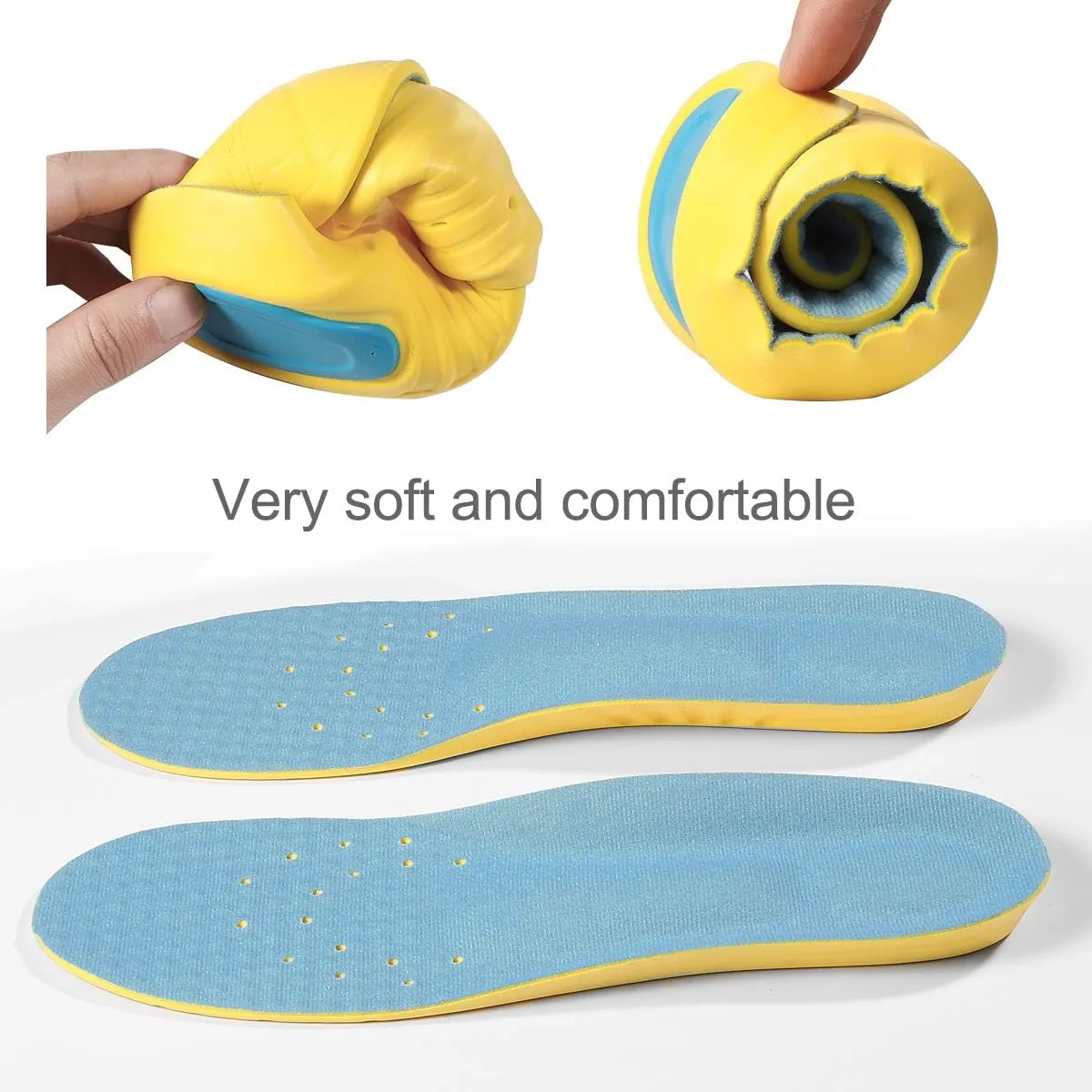 Shoes Inserts Memory Foam Insoles Shock Absorption Pain Relief Plantar Fasciitis Arch Supports Breathable PU Sports Feet Insoles for Men Women and Kids,1 Pair (L（Men's 8-12/ Women 10-15）)