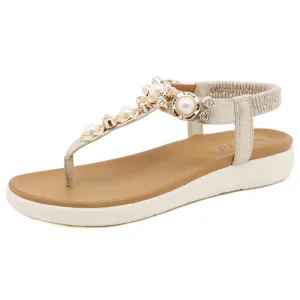 SIKETU | Slingback Flip Flops With Pearl Rhinestones