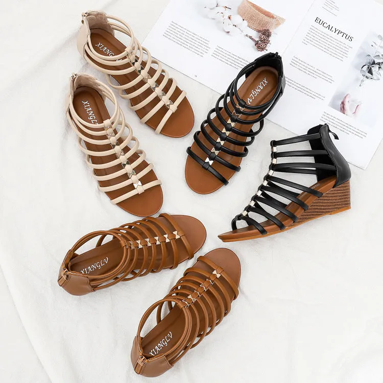 SIKETU | Wedge Gladiator Sandals With Vintage Cutout