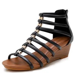 SIKETU | Wedge Gladiator Sandals With Vintage Cutout