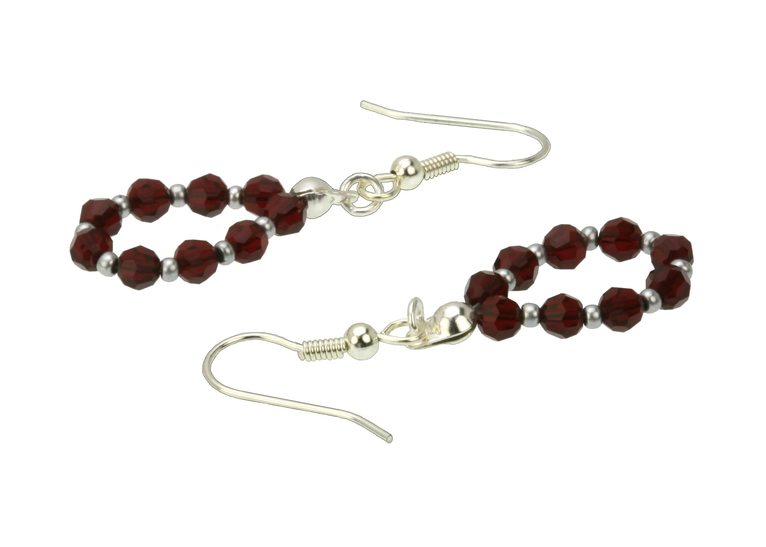 Silver January Siam Birthstone Earrings