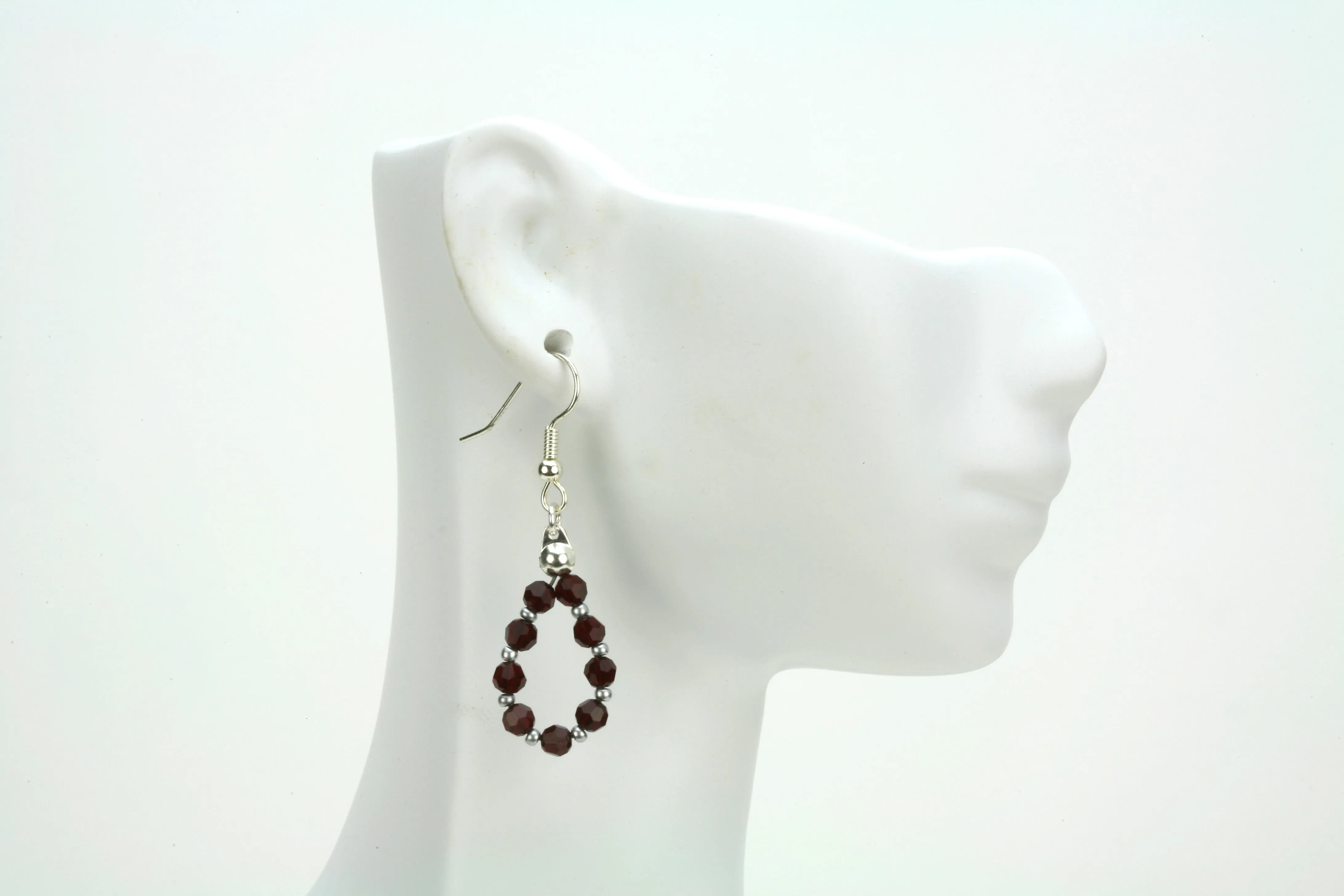 Silver January Siam Birthstone Earrings