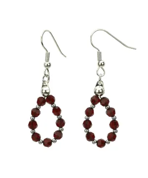 Silver January Siam Birthstone Earrings