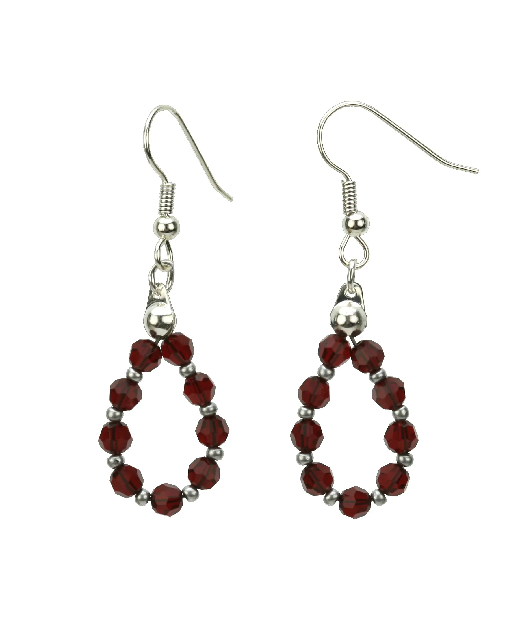 Silver January Siam Birthstone Earrings