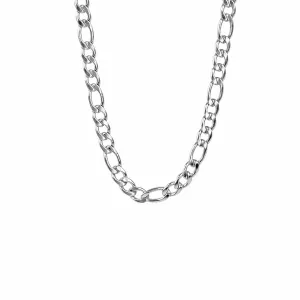 Silver Tone Stainless Steel Polished 9mm Classic Figaro Chain