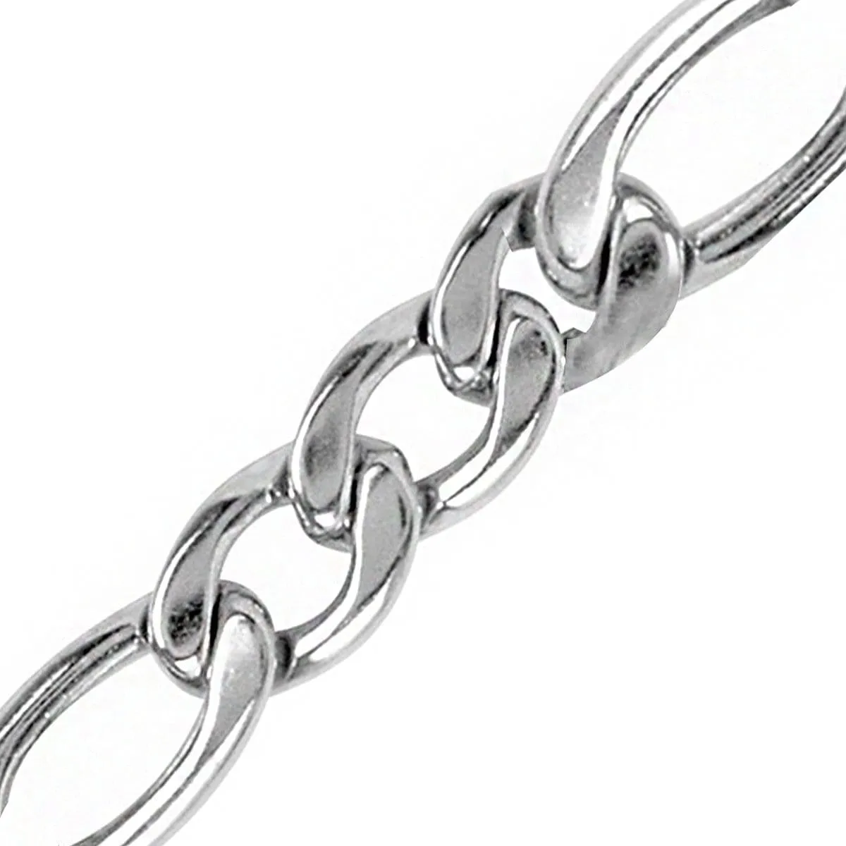 Silver Tone Stainless Steel Polished 9mm Classic Figaro Chain