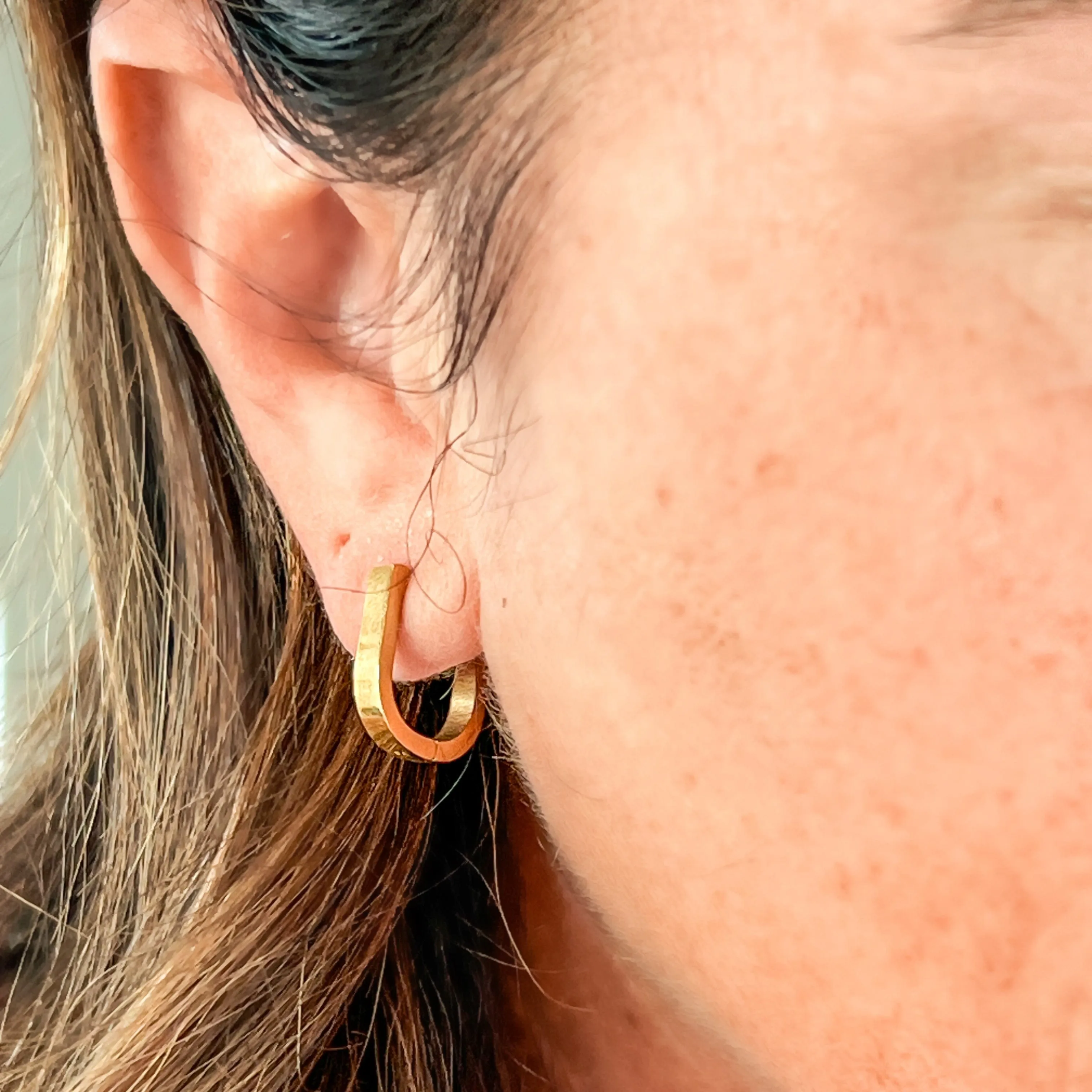 Simple Geometric U Shaped Huggie Earrings, Waterproof
