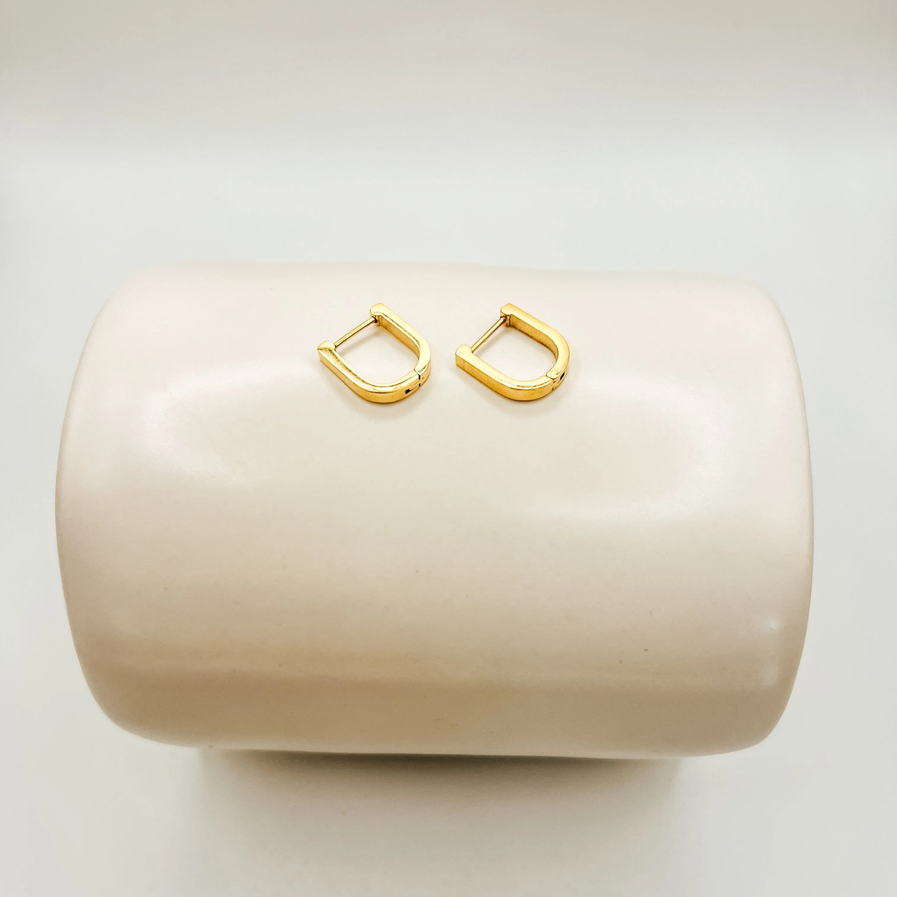 Simple Geometric U Shaped Huggie Earrings, Waterproof
