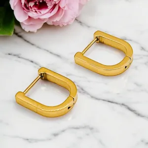 Simple Geometric U Shaped Huggie Earrings, Waterproof