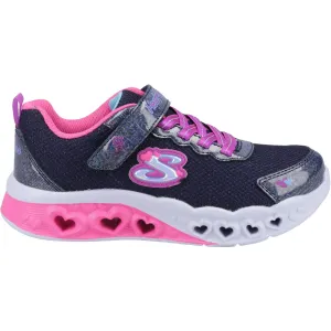 Skechers Girls Flutter Heart Lights Bring Sparkle Light Up Trainers - Navy