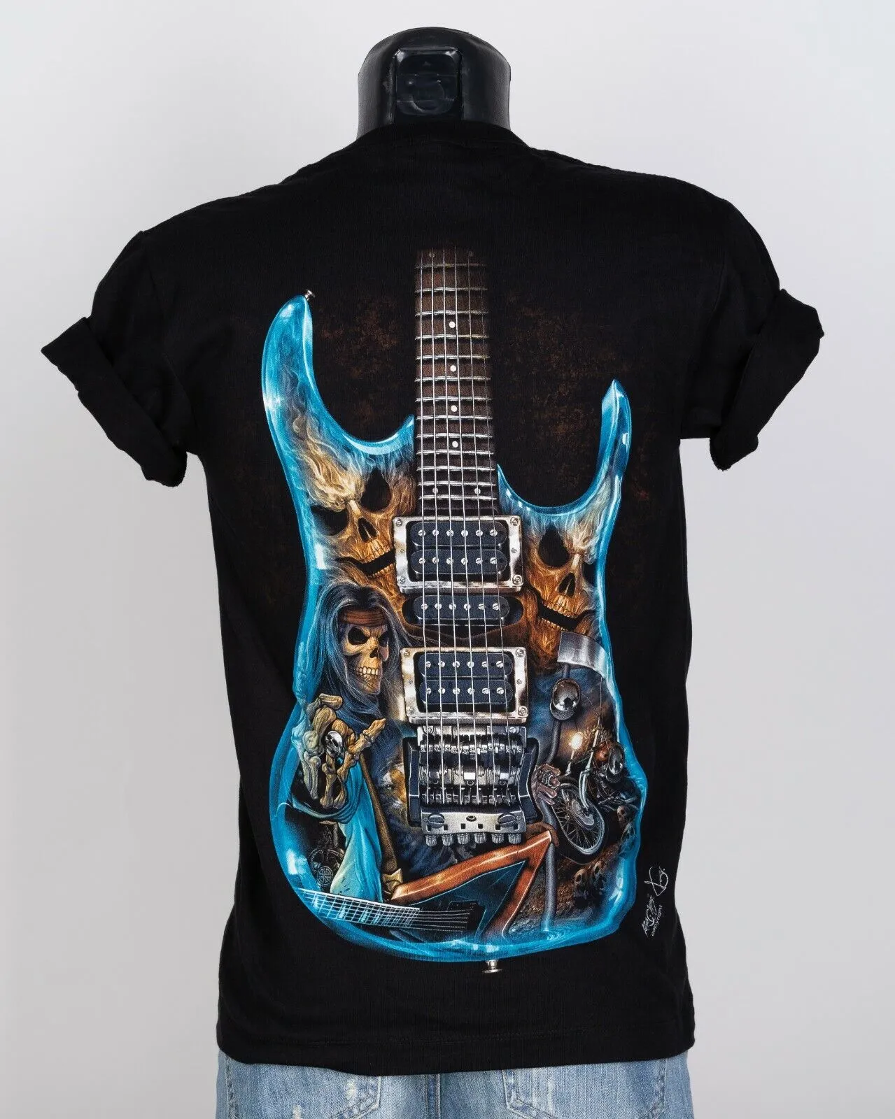 Skull Guitar Glow in the Dark UV Reactive T-shirt