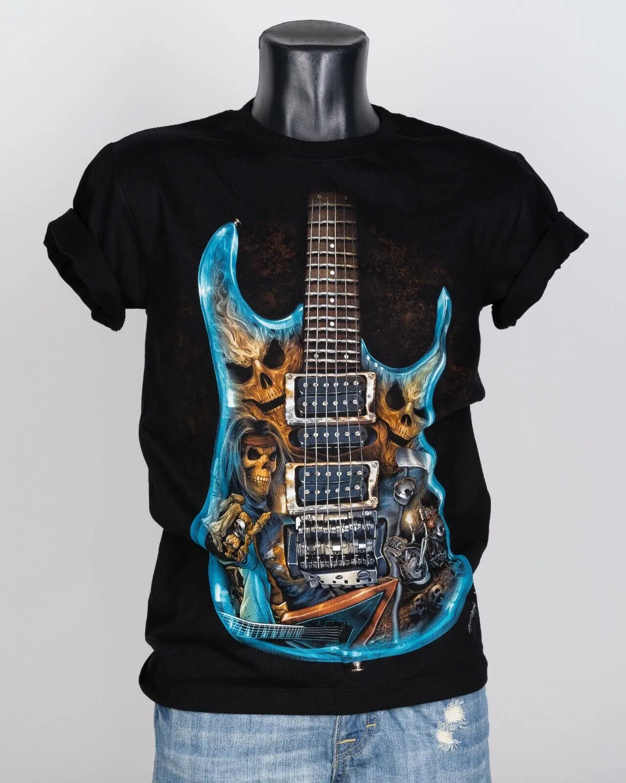 Skull Guitar Glow in the Dark UV Reactive T-shirt