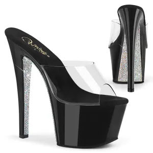SKY-301CRS Pleaser Clear/Black/Silver Sexy Platform Shoes (Pole Dancing Heels)