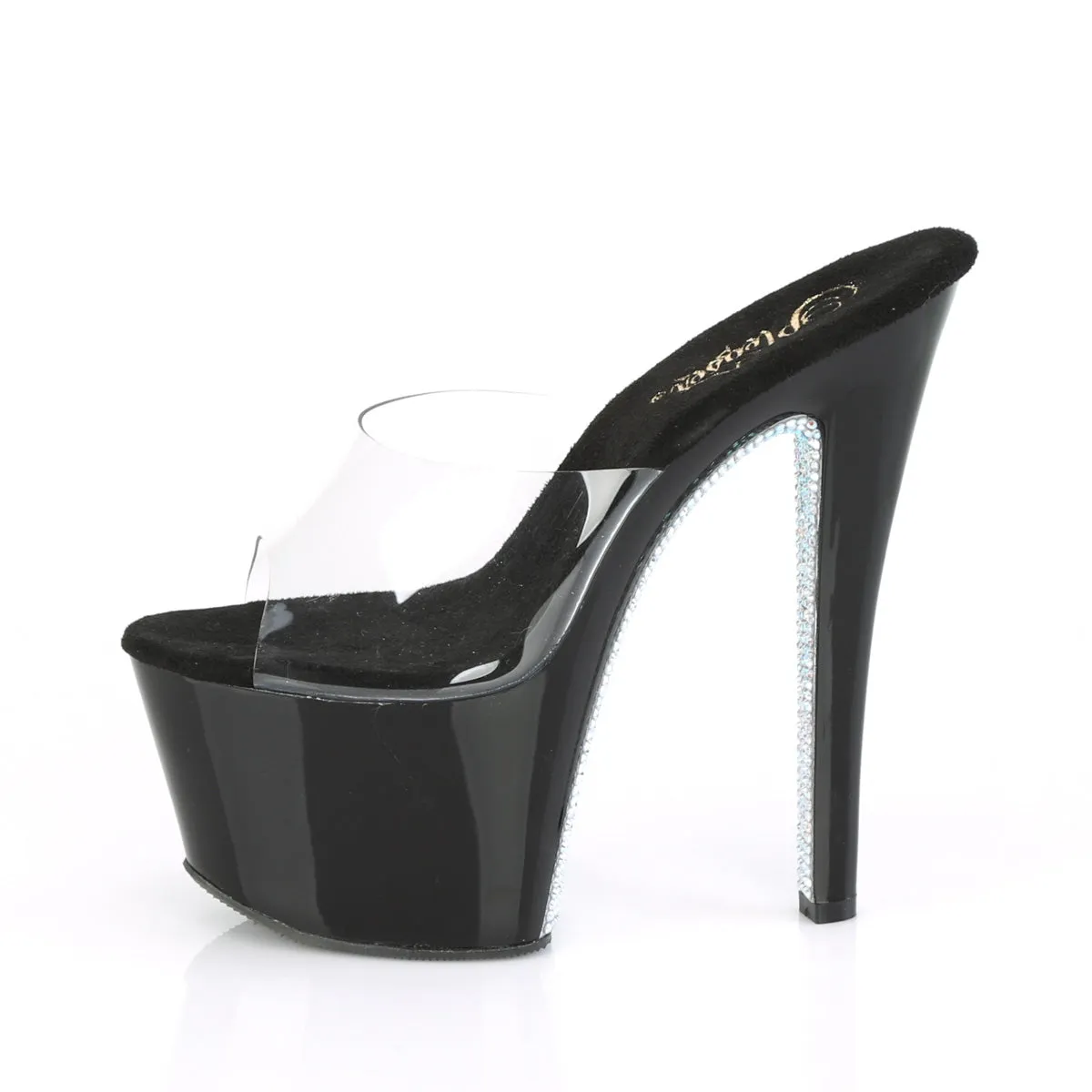 SKY-301CRS Pleaser Clear/Black/Silver Sexy Platform Shoes (Pole Dancing Heels)