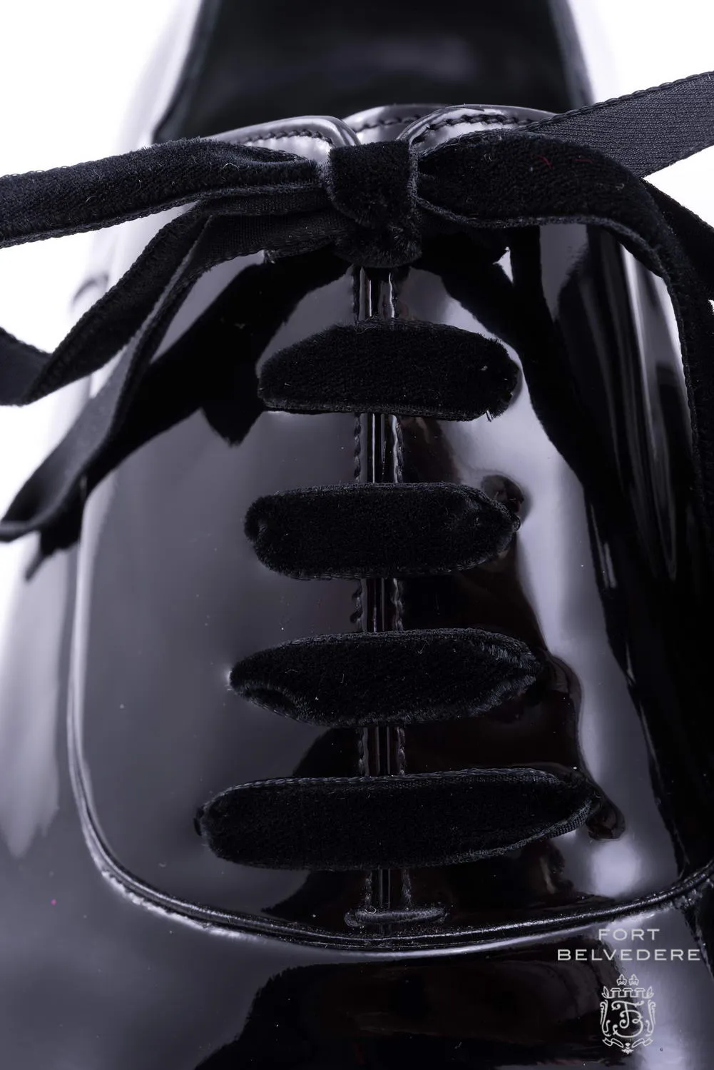 Slim Black Velvet Evening Shoelaces