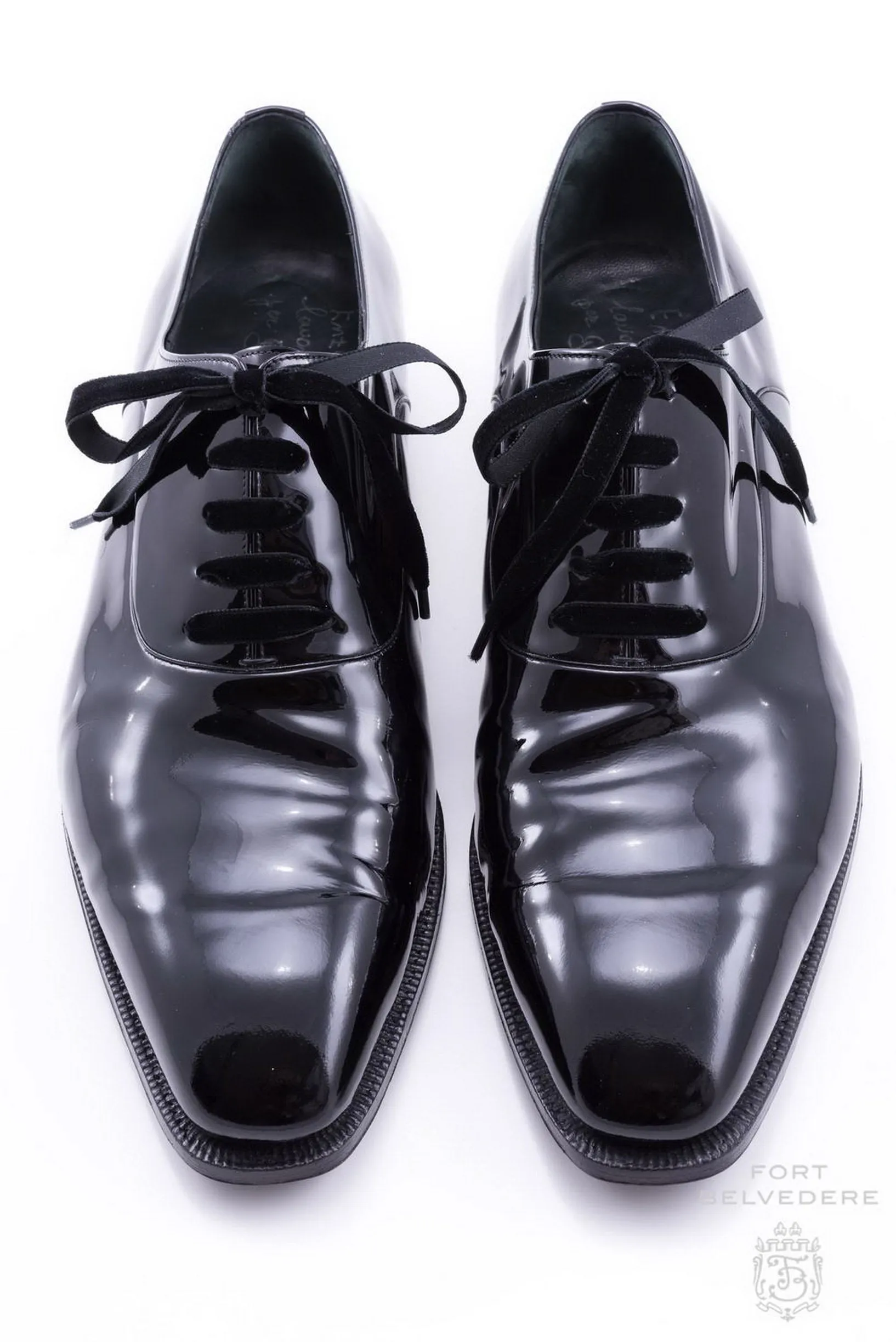 Slim Black Velvet Evening Shoelaces