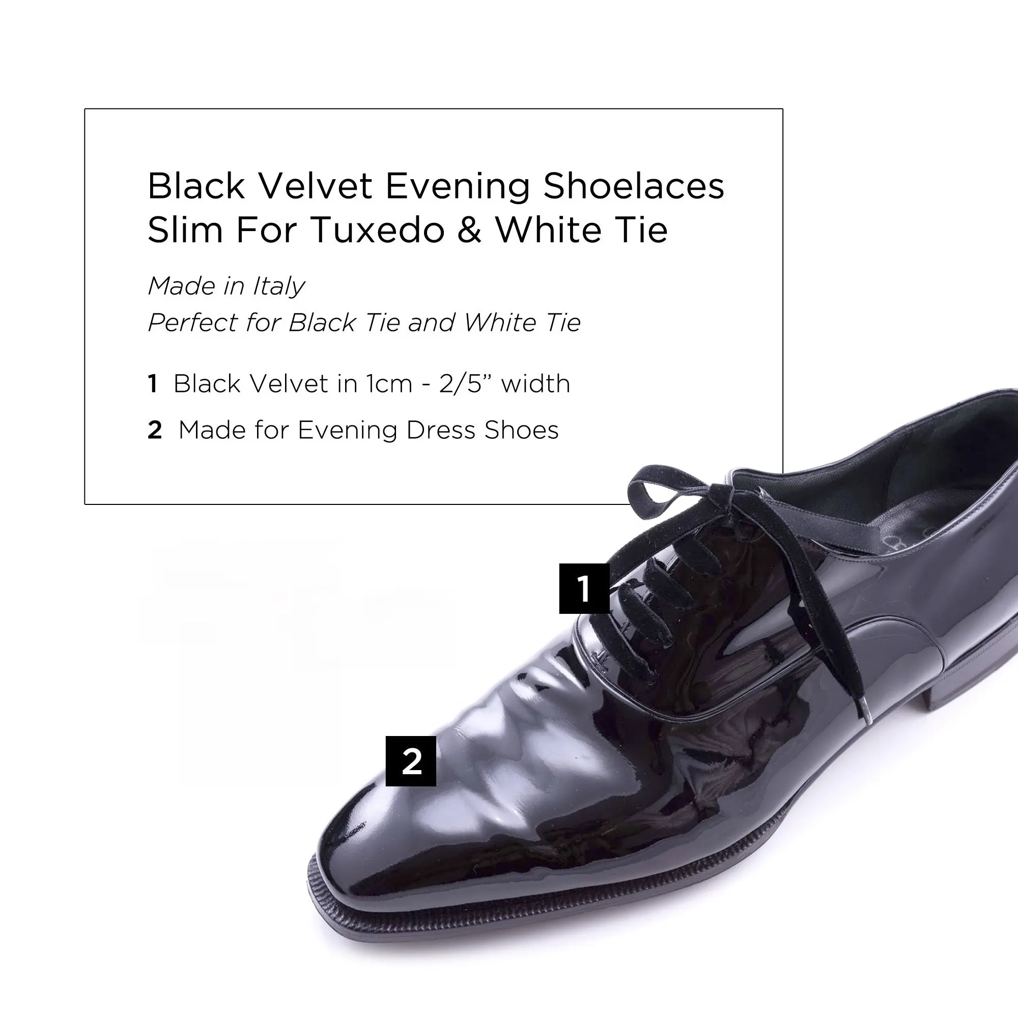 Slim Black Velvet Evening Shoelaces