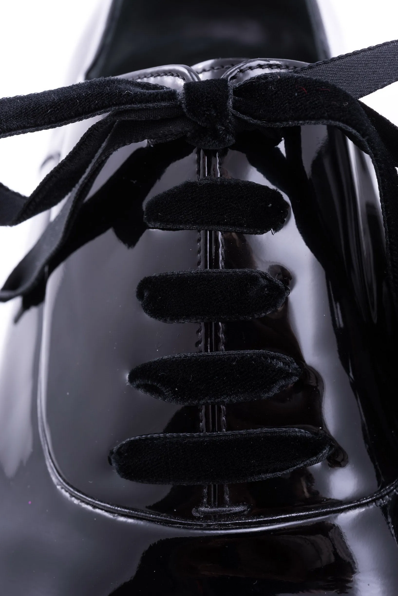 Slim Black Velvet Evening Shoelaces