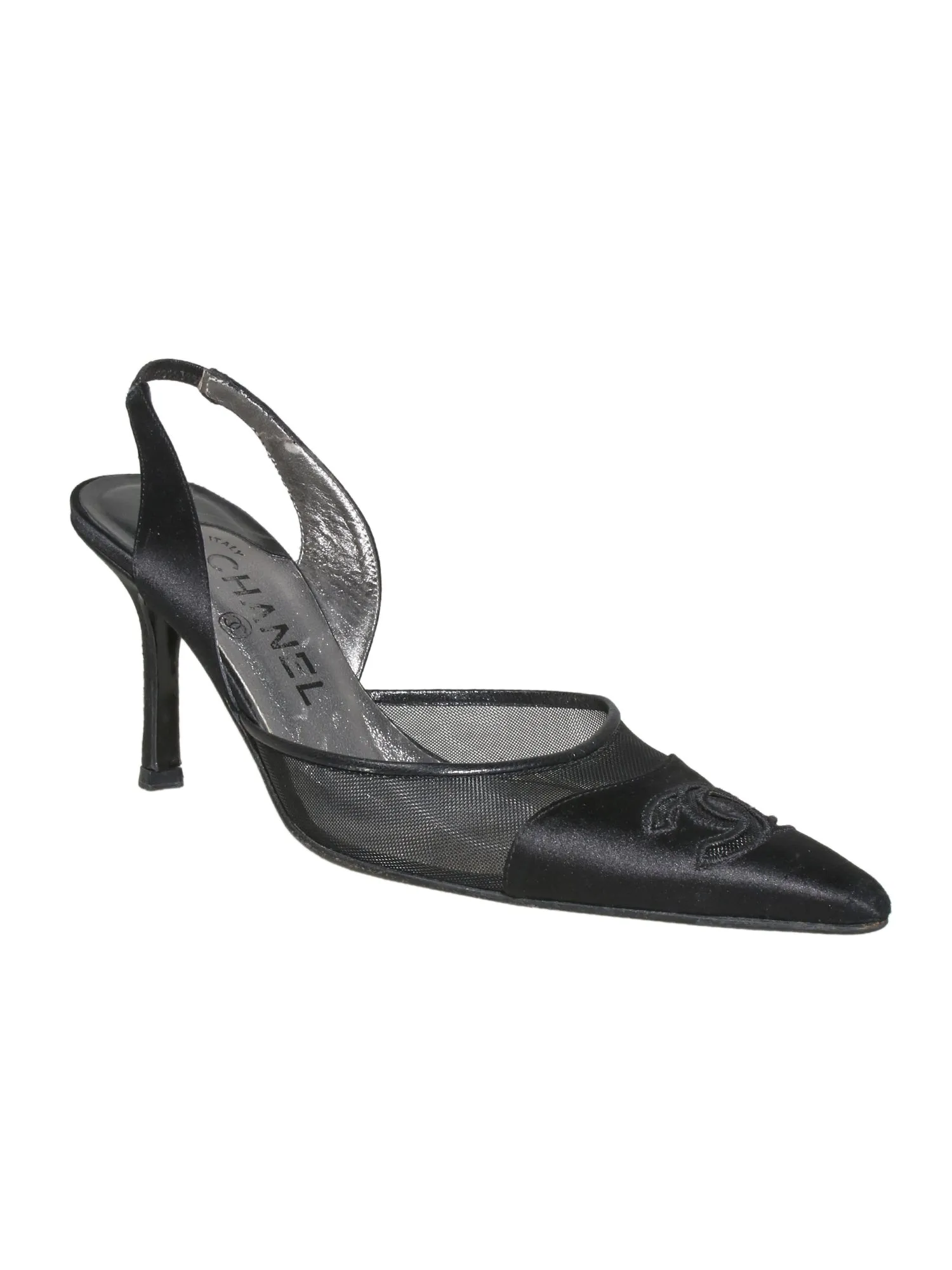 Slingback Satin & Mesh Pumps