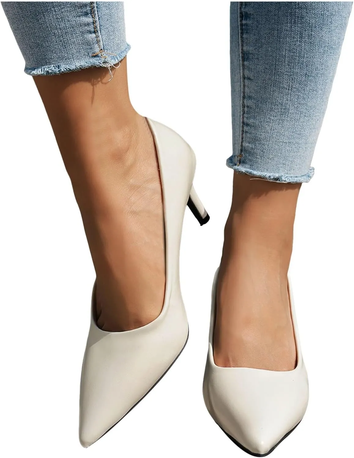 Slip on Comfortable High Heels Closed Toe Heels Women's Stiletto Pointed Toe Dress Shoes Wedding Prom Bridal Work