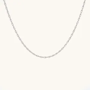 SOLID 14K WHITE GOLD 18" ROPE CHAIN