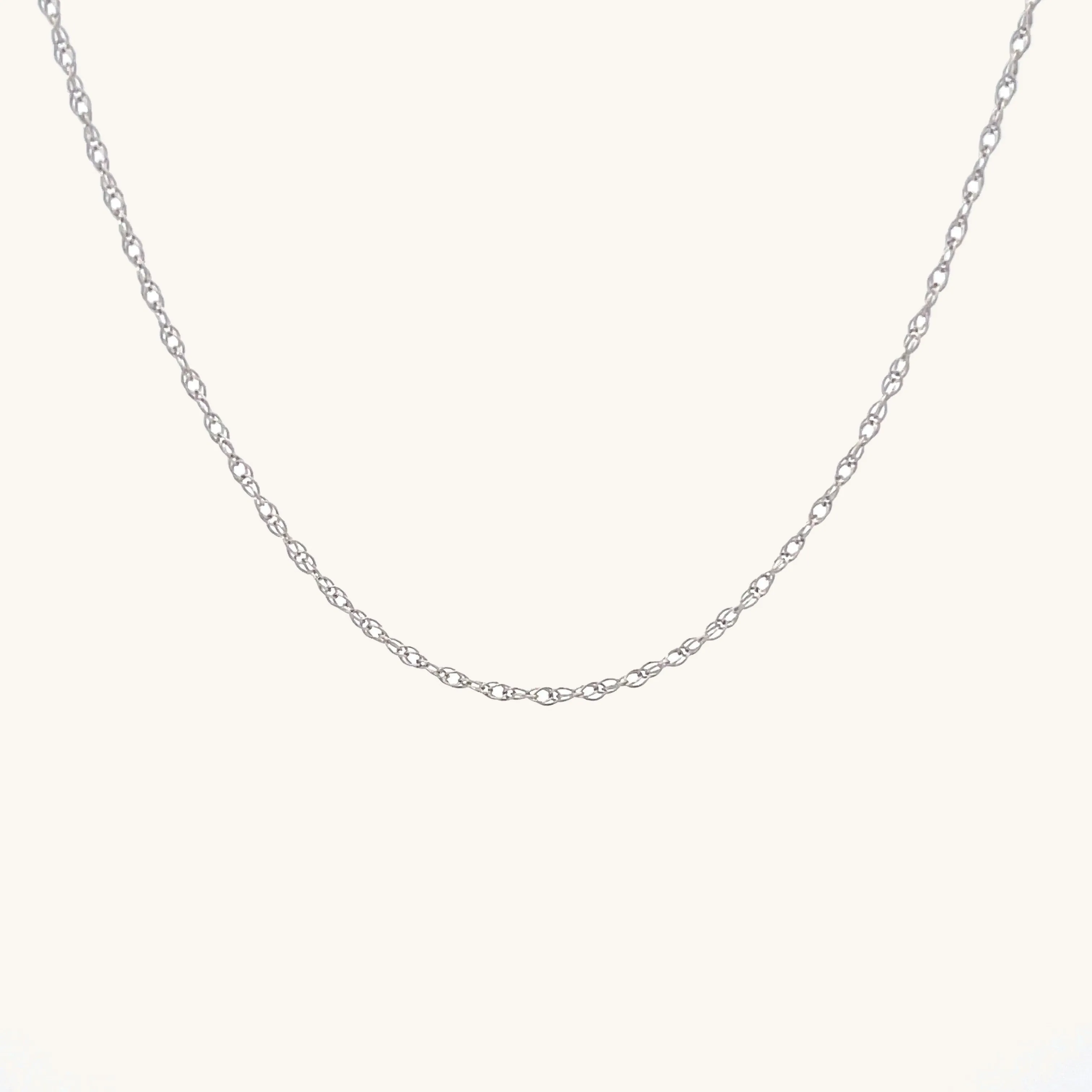 SOLID 14K WHITE GOLD 18" ROPE CHAIN