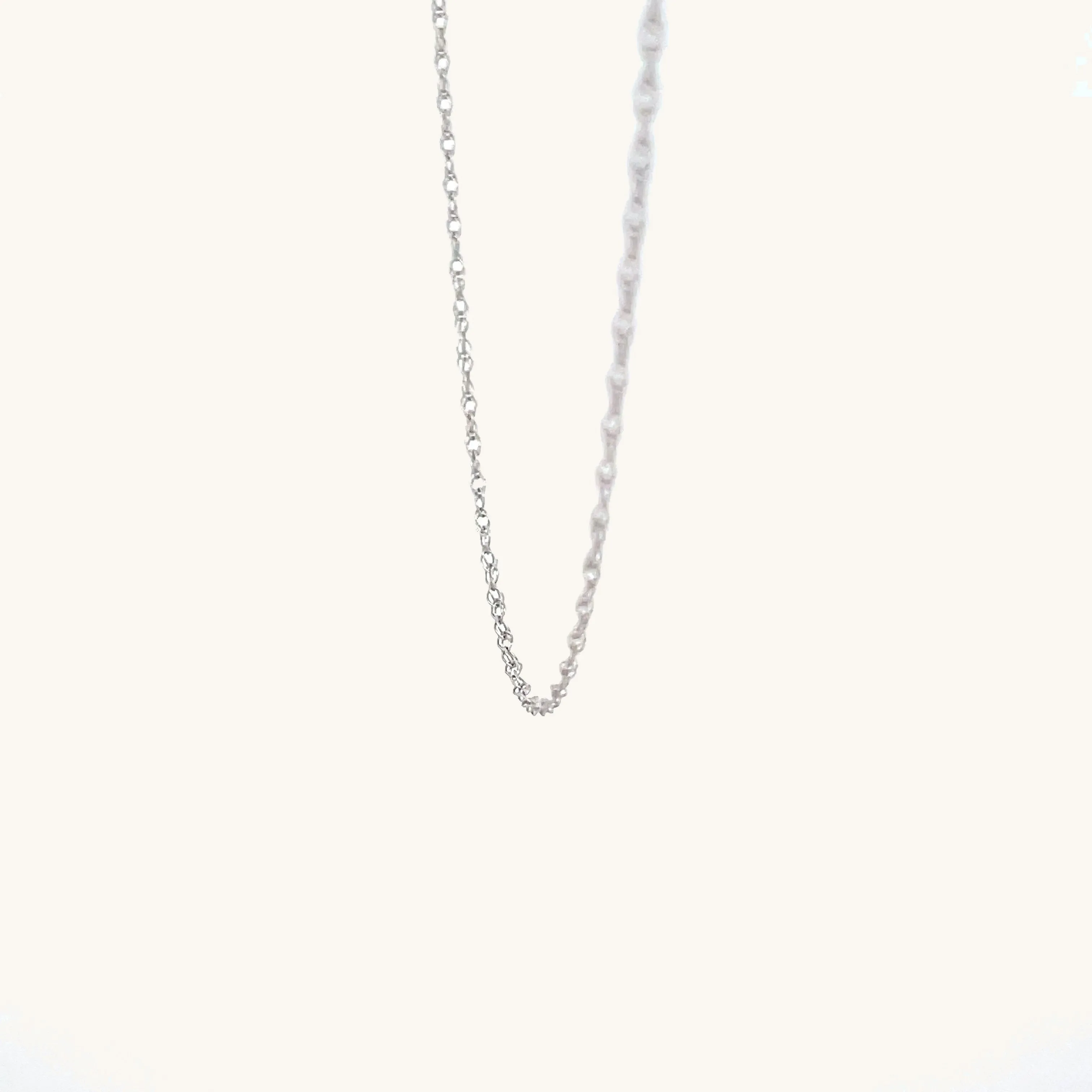 SOLID 14K WHITE GOLD 18" ROPE CHAIN