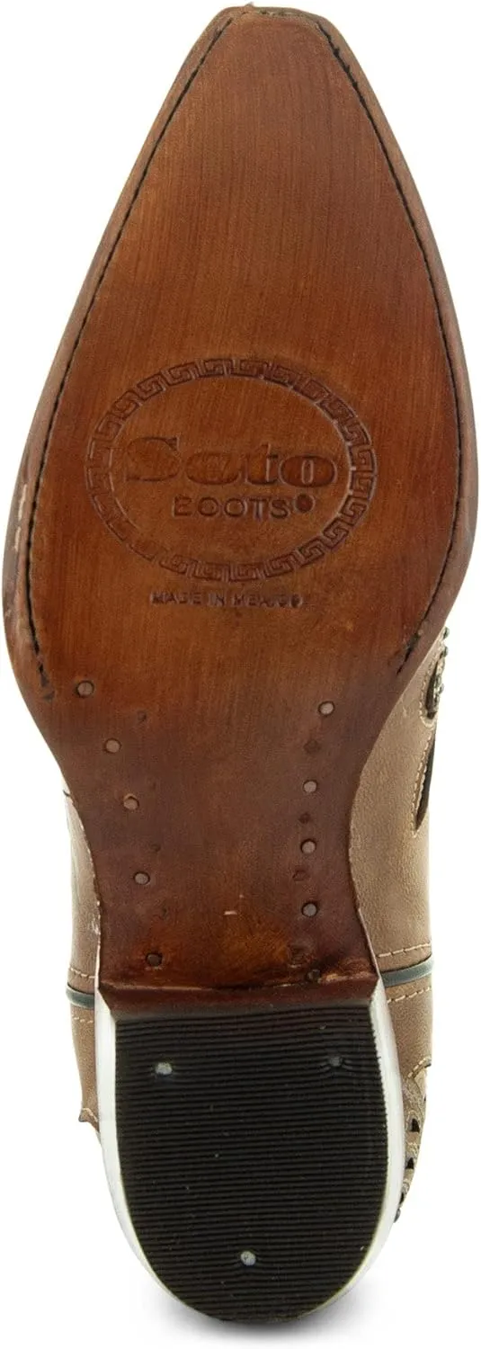 Soto Boots Womens Inlay Cowgirl Boots, Genuine Leather Cowgirl Boots, Handcrafted Cowboy Boots For Women M50060