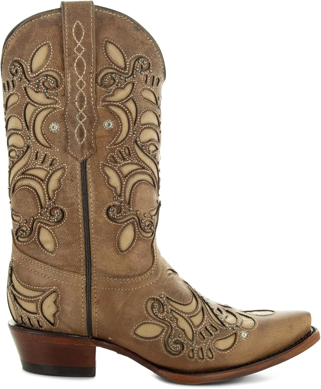 Soto Boots Womens Inlay Cowgirl Boots, Genuine Leather Cowgirl Boots, Handcrafted Cowboy Boots For Women M50060