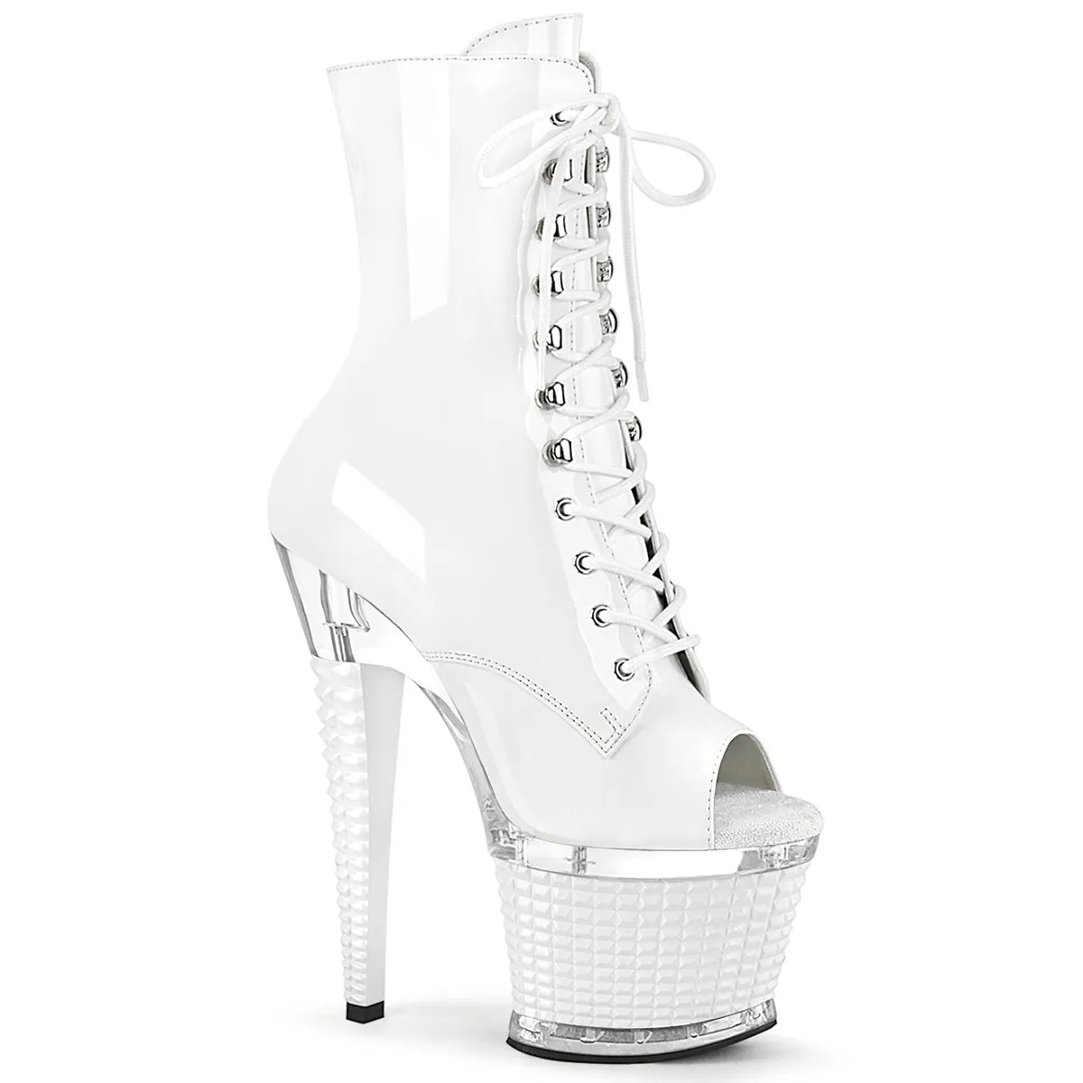 SPECTATOR-1021 Pleaser White Patent Sexy Platform Shoes (Pole Dancing Heels)