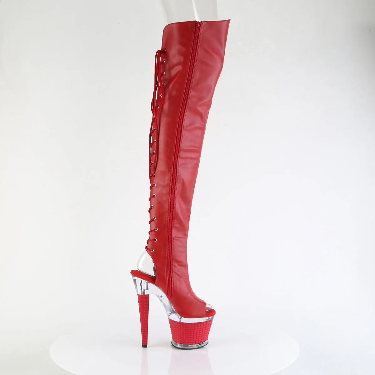 SPECTATOR-3030 Pleaser Red Faux Leather Sexy Platform Shoes (Pole Dancing Heels)