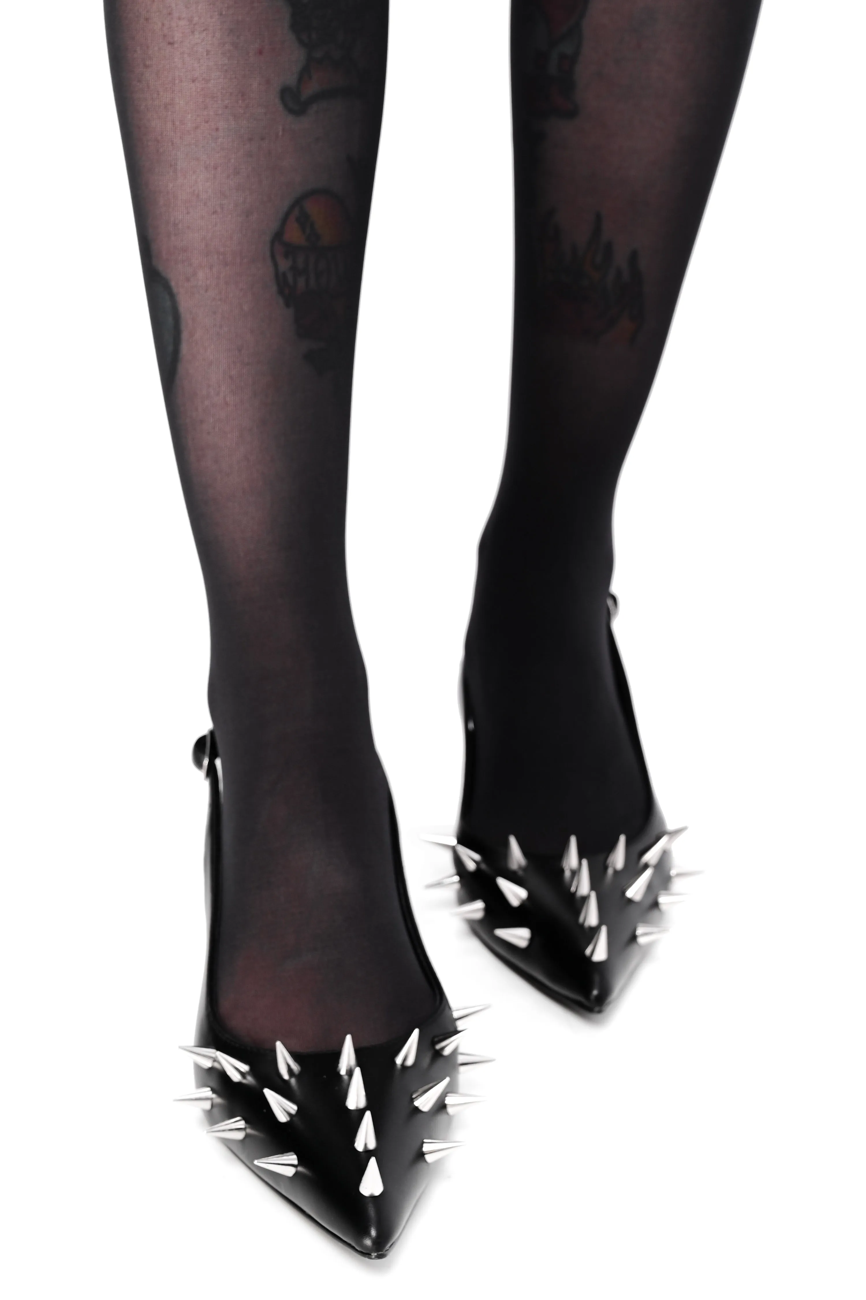 Spiked Sling Back Kitten Heel