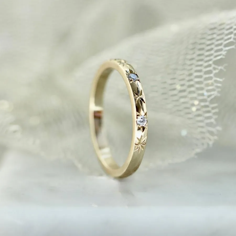 Starbright Diamond Star & Diamond Engraved Band