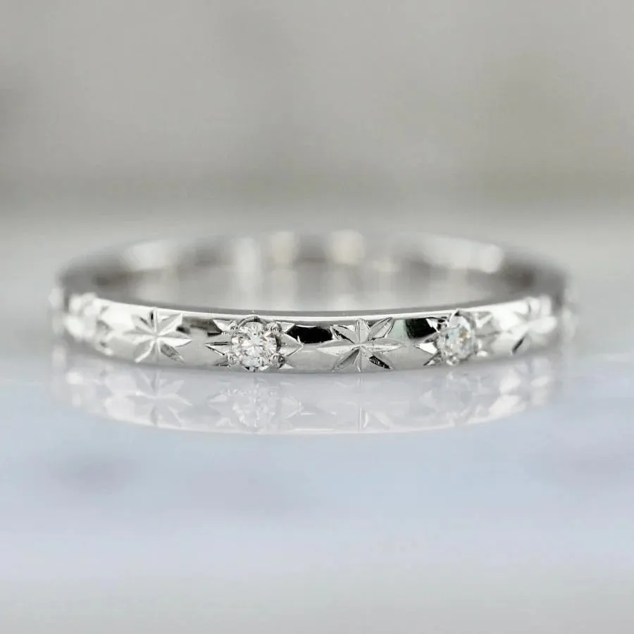 Starbright Diamond Star & Diamond Engraved Band