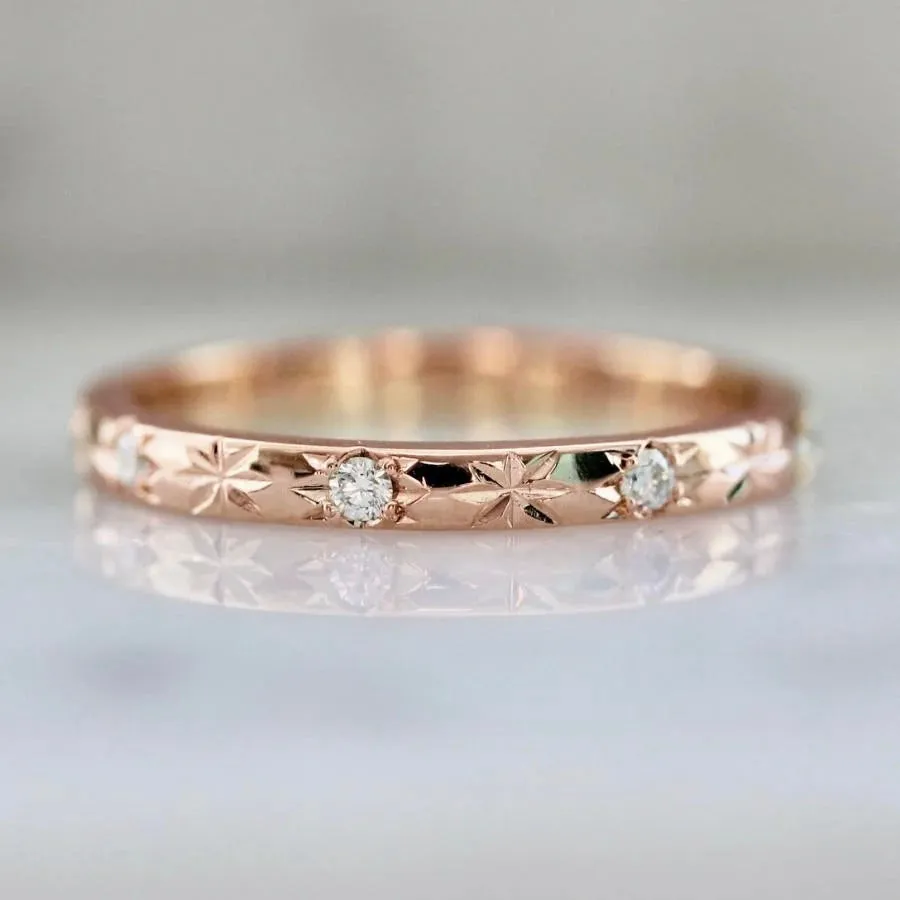 Starbright Diamond Star & Diamond Engraved Band