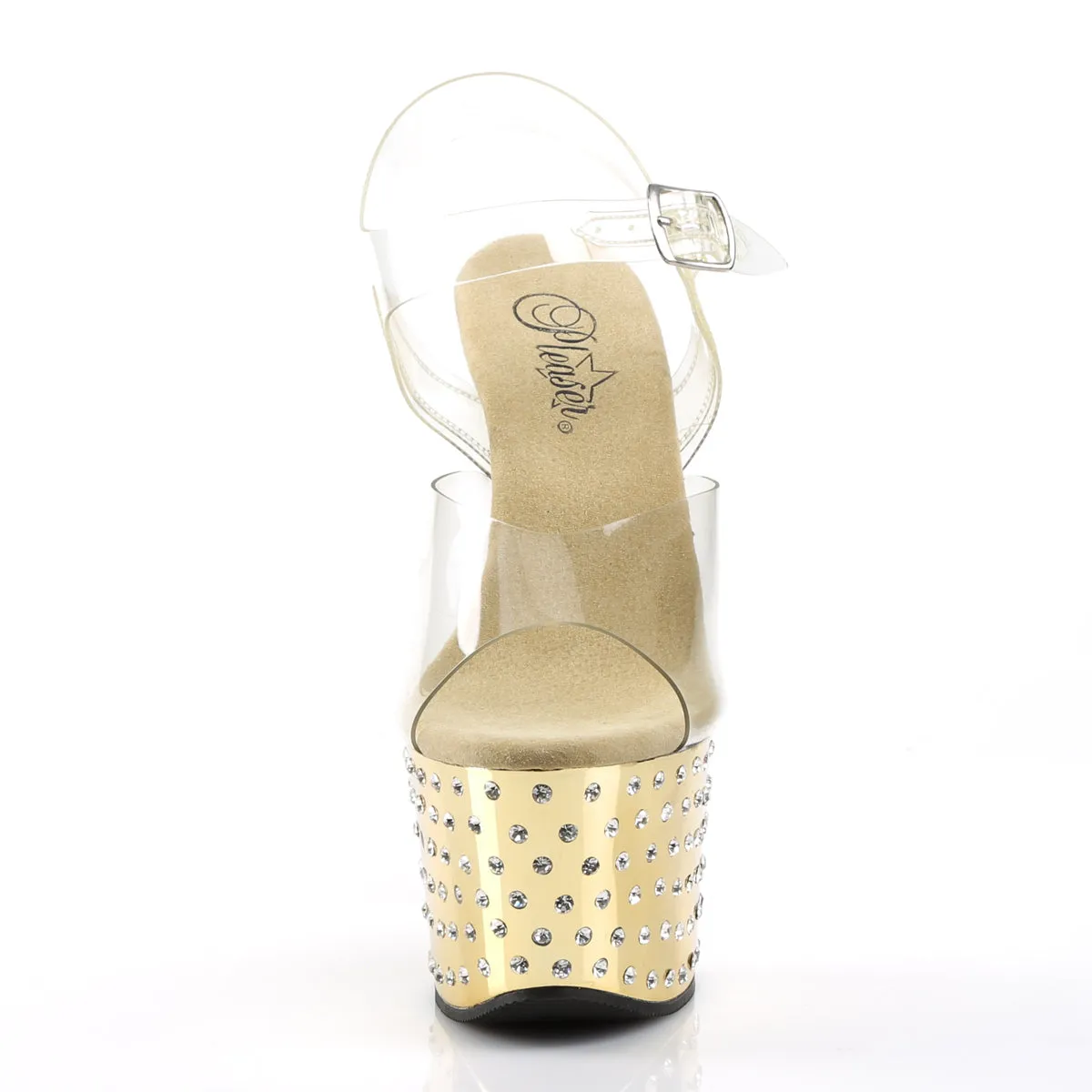 STARDUST-708 Pleaser Clear/Gold Chrome Sexy Platform Shoes (Pole Dancing Heels)