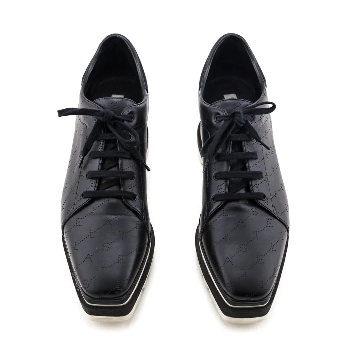 Stella McCartney Black Faux Leather Elyse Platform Oxfords Size US 11 | EU 41