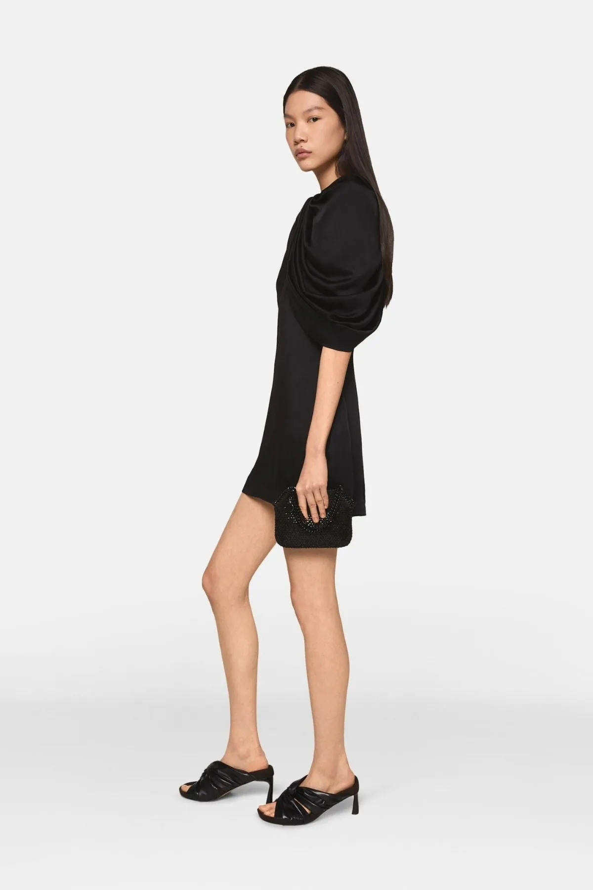 Stella McCartney Draped Satin Mini Dress - Black