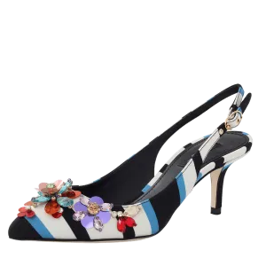 Striped Jewel Toe Slingback
